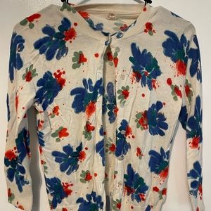 J. Crew Small Ink Splatter Floral Cardigan
